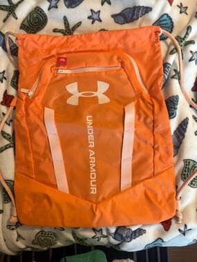 Under Armour Bright Orange Drawstring Gym Sack with White Accents